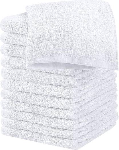 Utopia Towels 12 Pack Cotton Washcloths Set, 100% Ring Spun Cotton, Premium Flannel Face Cloths, Highly Absorbent and Soft Feel Fingertip Towels, White