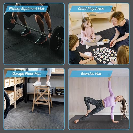 Art3d Eva Puzzle Exercise Mats, 24"x24" x 1/2” Thick Foam Interlocking Tiles for Gyms, Flooring, Workout, Gym Equipments, Pack of 6