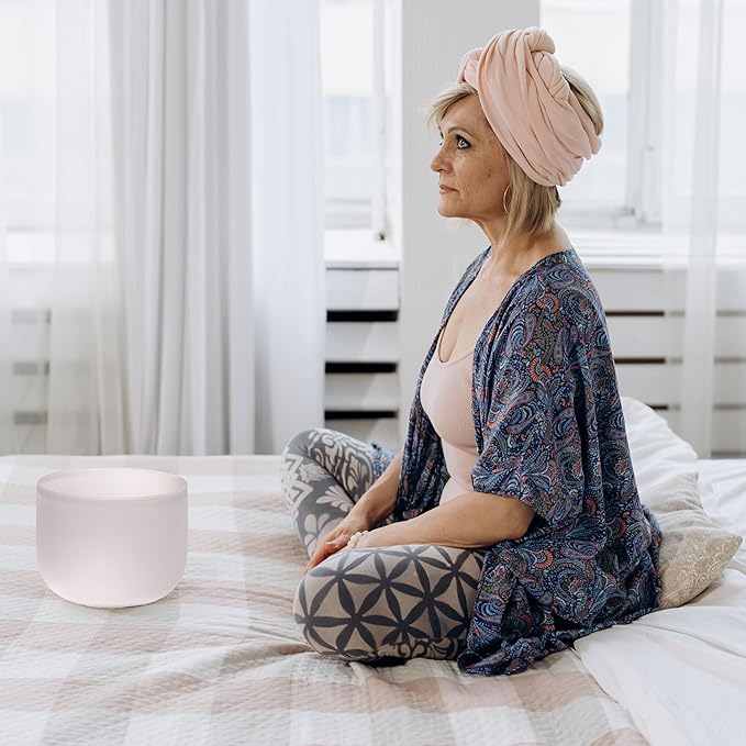 ALIOTH 7" G Note Crystal Singing Bowl Throat Chakra with Suede Mallet for Meditation, Yoga, Chakra Healing & Sound Therapy