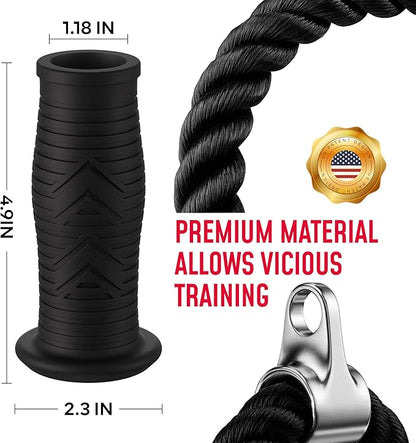 Tricep Rope Compatible with Tonal Machine, Tricep Pull Down Attachment with Ergonomic Comfort Grips, Accessory for Smart Home Gym & Cable Machine, Wrist Support Base, Soft Rub & Heavy Duty