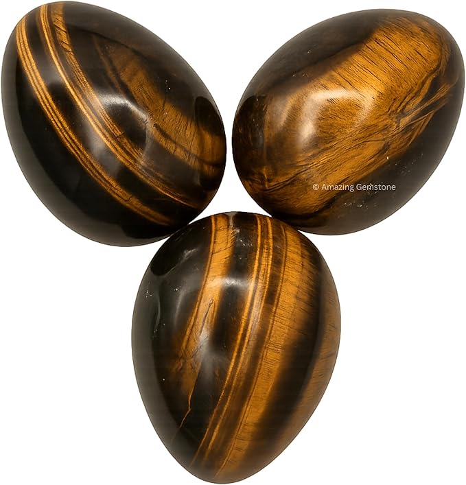 Amazing Gemstone Tiger Eye Crystal Yoni Egg, 2 Inches - Crystals and Healing Stones Yoni Egg for Pelvic Floor Health, Natural Healing Crystal Eggs for Meditation and Stress Relief