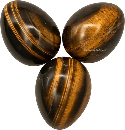Amazing Gemstone Tiger Eye Crystal Yoni Egg, 2 Inches - Crystals and Healing Stones Yoni Egg for Pelvic Floor Health, Natural Healing Crystal Eggs for Meditation and Stress Relief