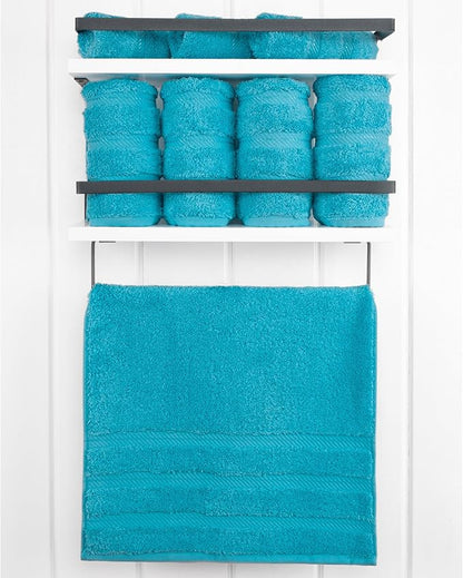 American Soft Linen Luxury Hand Towels for Bathroom, 600 GSM 100% Cotton Turkish 4 Piece Hand Towel Set, 600 GSM Hand Face Towels for Kitchen, Aqua Blue Hand Towels
