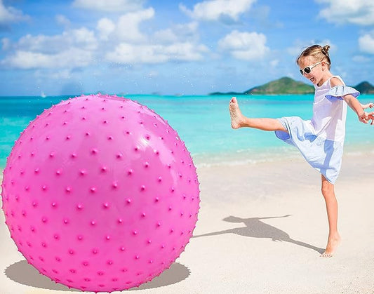 Large Sensory Massage Ball for Kids, 33.5" 85cm Pink Bouncy Exercise Ball for Toddlers, Big Inflatable Balls with Tactile Spikes, Outdoor Giant Yoga Balls, Large Beach Ball (pink1)