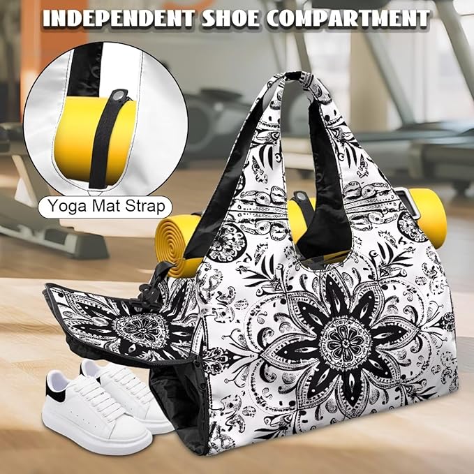 Yoga Mat Bag for Women Men Large Carryall Tote with Adjustable Shoulder Strap for Gym Yoga Travel Pilates Office