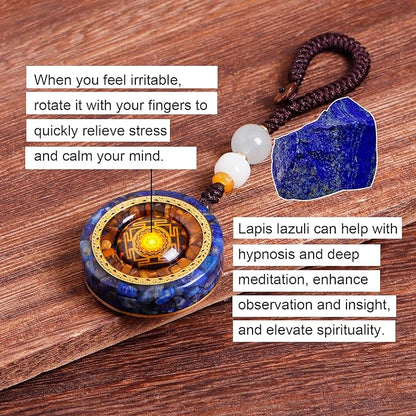 Day Day Up Orgonite Necklace - Sri Yantra Rotatable Pendant For Anti Stress Anxiety & Meditation - Malachite And Tiger Stone For Spiritual Healing & Positive Energy