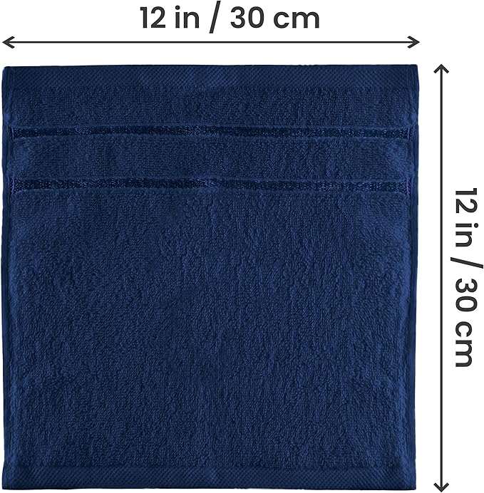 Utopia Towels 24 Pack Cotton Washcloths Set - 100% Ring Spun Cotton, Premium Quality Flannel Face Cloths, Highly Absorbent and Soft Feel Fingertip Towels (Navy)