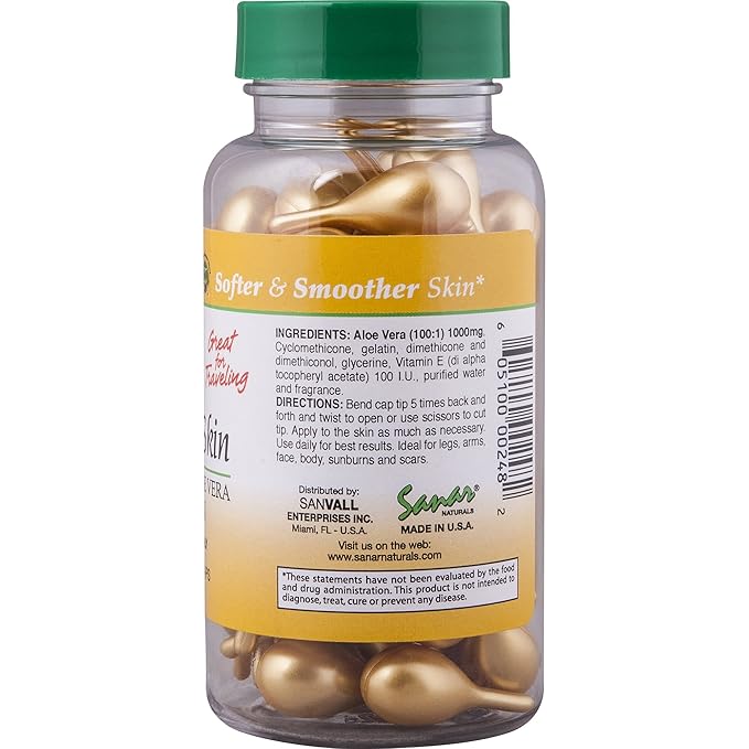 Sanar Naturals Healthy Skin Vitamin E Lotion with Aloe Vera Gel, 60 ct - Face Moisturizer Skin Care, Serum Capsules - Reduce Wrinkles, Dark Spots - Rapid Repair for Smooth Hydrated Skin