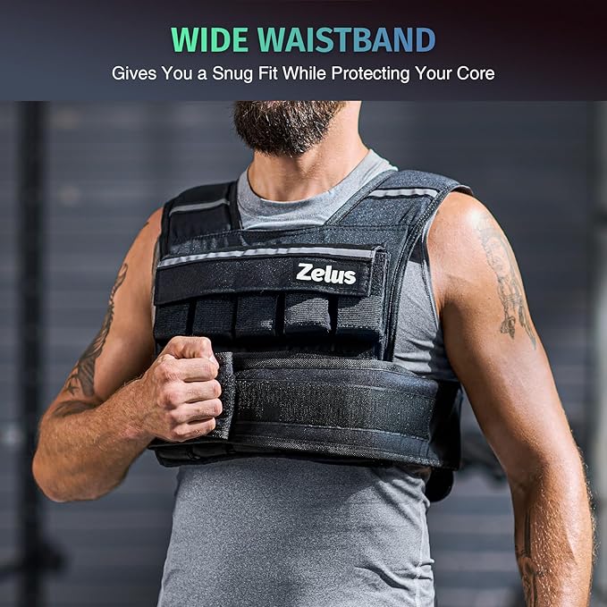 ZELUS Weighted Vest, 20lb/30lb/60lb Vest Adjustable Weights for Exercise, Weight Vest for Men, Workout Vest for Home Workouts Cardio Strength Training Weight Loss