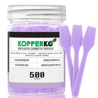 Mini Beauty Spatula (2.5", 500 Pack) - Small Beauty Spatulas for Creams, Cosmetics & Crafts | Moisturizer Applicator for Mixing, Cosmetic, Face Mask | Disposable Makeup Spoon | Purple