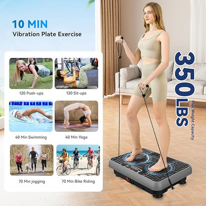 Premium Vibration Plate for Lymphatic Drainage, Weight Loss, Whole Body Workout Power Vibration Plate, Shake Plate,Home Gym Fitness Equipment,Grey