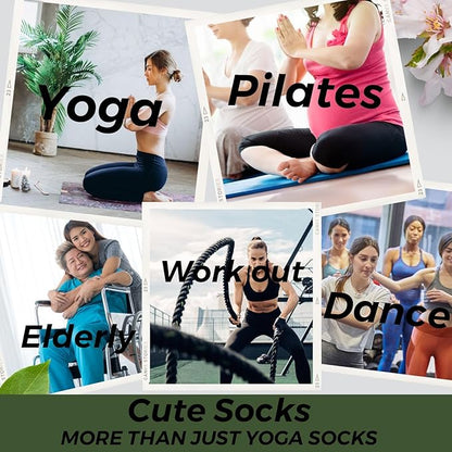 3/6 Pairs Cute Pilates Socks with Grips,Yoga Socks Barre Sock Non Slip Embroidery for Barre Ballet Barefoot Workout
