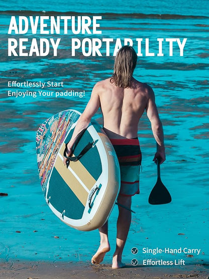 10’6’’ Portable Inflatable Stand Up Paddle Board (SUP) for Adults and Youth with Non-Slip Deck – Complete Accessories Kit, Perfect for Fishing, Yoga, Fitness & Family Fun