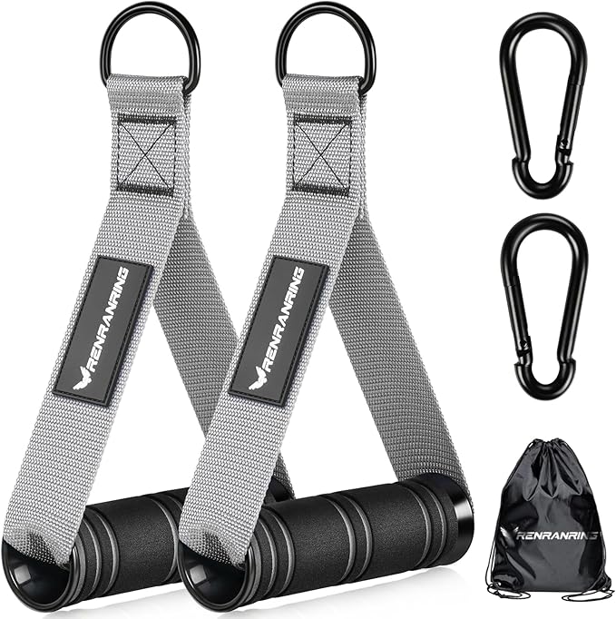 RENRANRING Gym Exercise Handles, Replacement Handle Attachments for Cable Machine Pulleys, Resistance Band and Strength Trainer, Pull Down Workout Accessories, Home Gym Add On Equipment