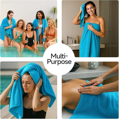 REDKISS Luxury Bath Towel Set of 4, 100% Cotton 900 GSM Premium Bathroom Towels, Ultra Soft, Highly Absorbent & Quick Dry Bath Sheets, No Shedding, Hotel & Home Spa Towel Sets for Adults - Blue