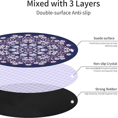 Round Meditation Pilates Yoga Mat Luxury Suede Large Yoga Mat Natural Rubber Non-Slip Base is ery Suitable for Meditation, Stretching, Yoga Environmental Protection, Fitness Exercise, Home and Outdoor. 140CM Diameter