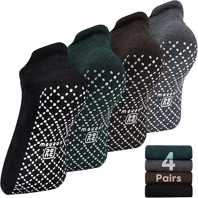 unenow Unisex Non Slip Grip Socks with Cushion for Yoga Pilates Barre Home & Hospital