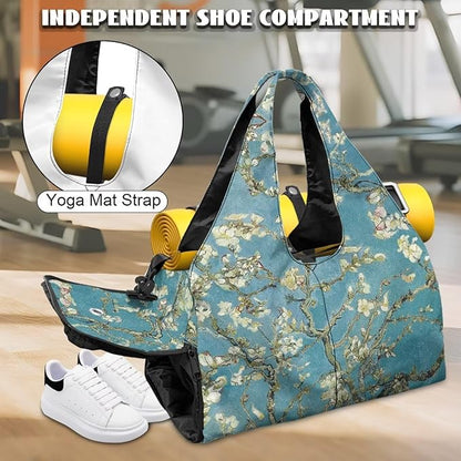 Yoga Mat Bag for Women Men Large Carryall Tote with Adjustable Shoulder Strap for Gym Yoga Travel Pilates Office
