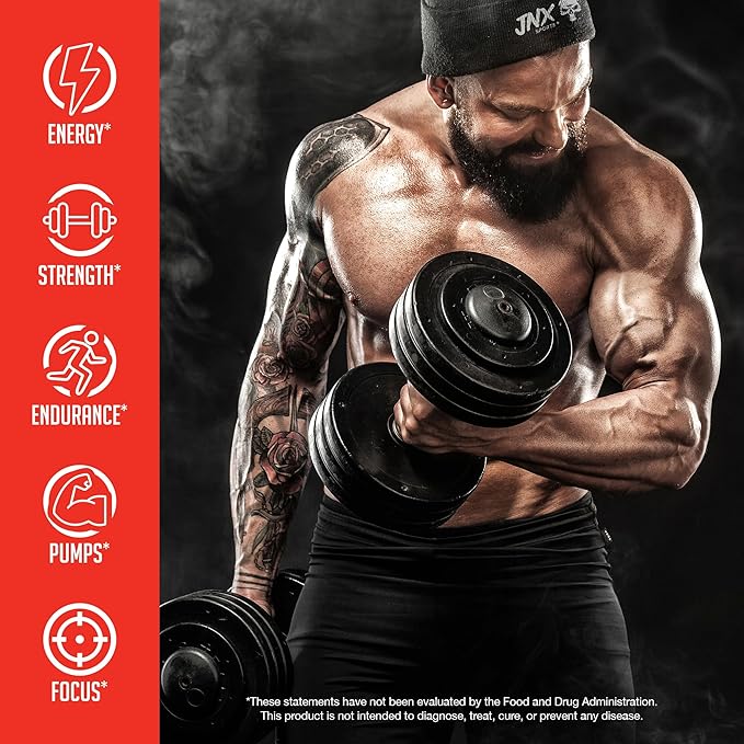 JNX SPORTS The Curse! Pre Workout Powder for Men & Women, Caffeine, Beta-Alanine, Creatine, L-Citrulline, 30 Servings, Blue Raspberry Flavor – Boost Energy, Strength & Focus