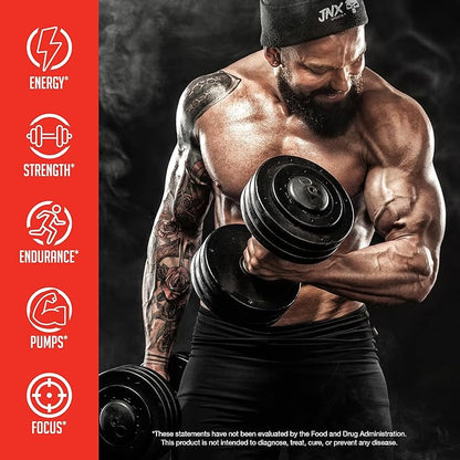 JNX SPORTS The Curse! Pre Workout Powder for Men & Women, Caffeine, Beta-Alanine, Creatine, L-Citrulline, 30 Servings, Blue Raspberry Flavor – Boost Energy, Strength & Focus