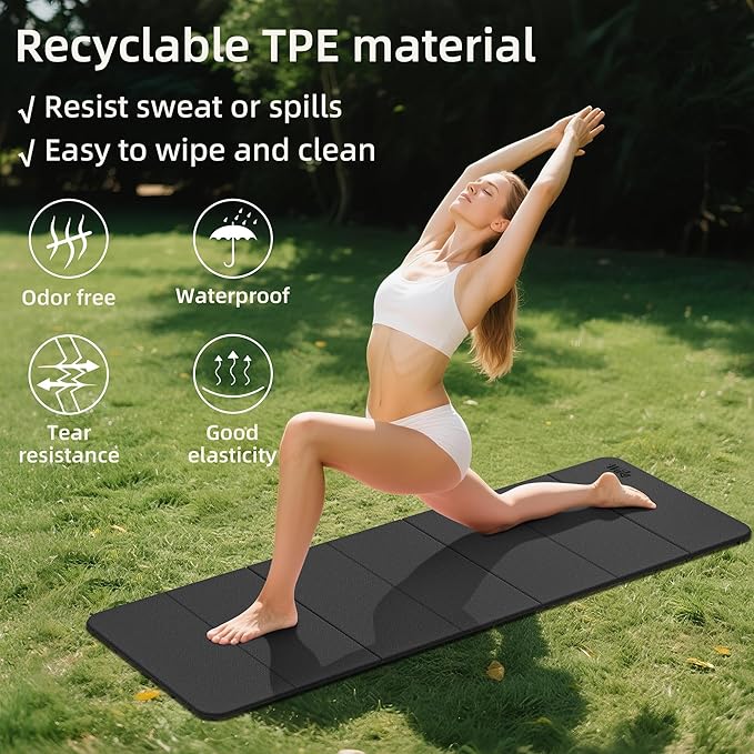 1/2 Inch Extra Thick Yoga Mat Pilates Equipment, 69"x24" Odorless Workout Mats for Home Gym, Non-slip Exercise Mats for Women Men Home Workout, Foldable Yoga Mats for Travel Camping Sleeping