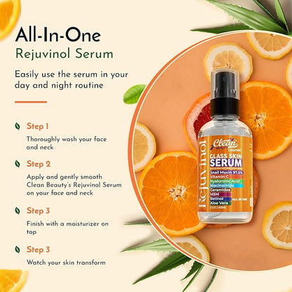 Clean Beauty Snail Mucin Serum Vitamin C Face Serum Anti Aging with Hyaluronic Acid Niacinamide Retinol MSM Aloe Vera & Ceramides, Korean Skin Care Dark Spot Remover for Glowing Skin Beauty, Pack of 1