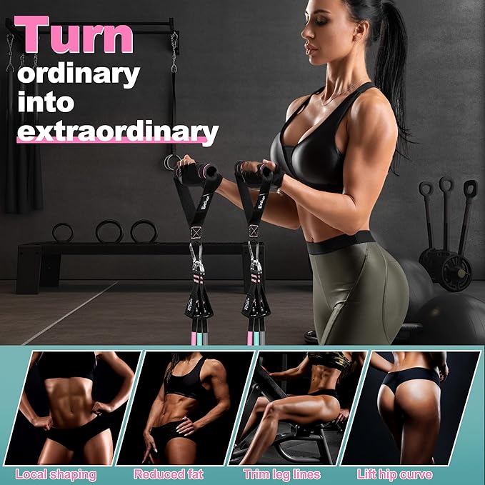 Resistance Band Set. Exercise Bands with Handles, Door Anchor and Ankle Strap. Home Gym, Supports Full-Body Workouts - with Training Guide and Fitness Video