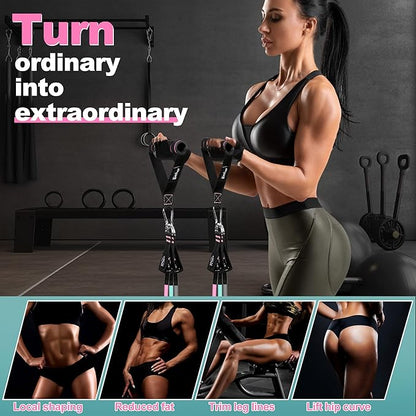 Resistance Band Set. Exercise Bands with Handles, Door Anchor and Ankle Strap. Home Gym, Supports Full-Body Workouts - with Training Guide and Fitness Video