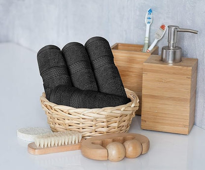 Utopia Towels 8 Piece Premium Towel Set, 2 Bath, 2 Hand, and 4 Wash Cloths, 600 GSM 100% Ring Spun Cotton, Highly Absorbent Towels for Bathroom, Gym, Hotel, and Spa, Black