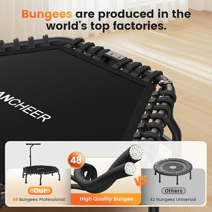ANCHEER 50" Rebounder Trampoline for Adults- 2025 Foldable Mini Trampoline with Bar- Exercise Trampoline for Adults, Max Load 560lbs, for Indoor/Garden Workout