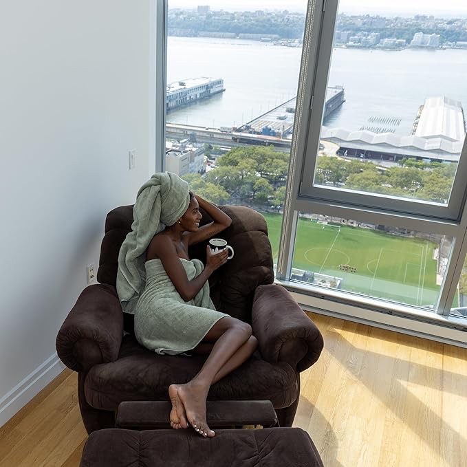 Mosobam Luxury Turkish Bath Towels 30X58 Light Grey (Gray) Oversize 700 GSM Bamboo Viscose & Aegean Turkish Combed Cotton