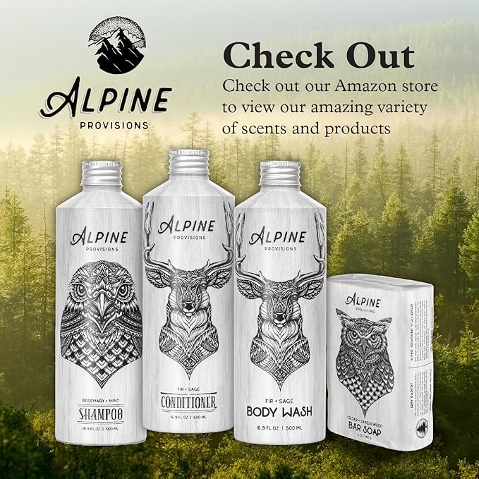 Alpine Provisions Rosemary & Mint Conditioner - Naturally Moisturize, Repair, & Strengthen with Essential Oils, Sunflower oil & Aloe Vera, Vegan, Sulfate - Plant-Based Hair Care - 16.9 FL Oz