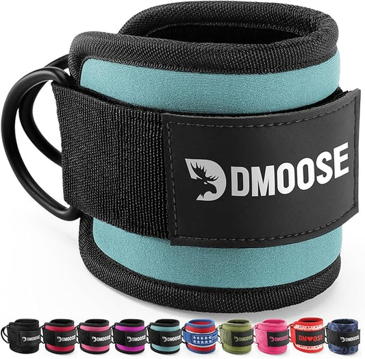 DMoose Fitness Ankle Straps for Cable Machines - One Size Fit with Premium Padding, Glute Kickback Ankle Strap for Women & Men, Cable Attachments for Gym, Booty Workouts, Leg Extension & Hip Abductors