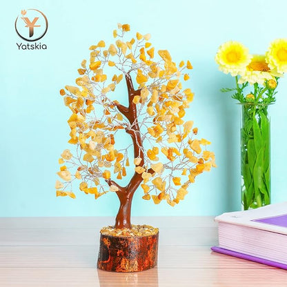 YATSKIA Yellow Aventurine Crystal Tree of Life - Gemstone Tree Home Decor - Feng Shui Crystals - Positive Energy Gifts - Reiki Gifts