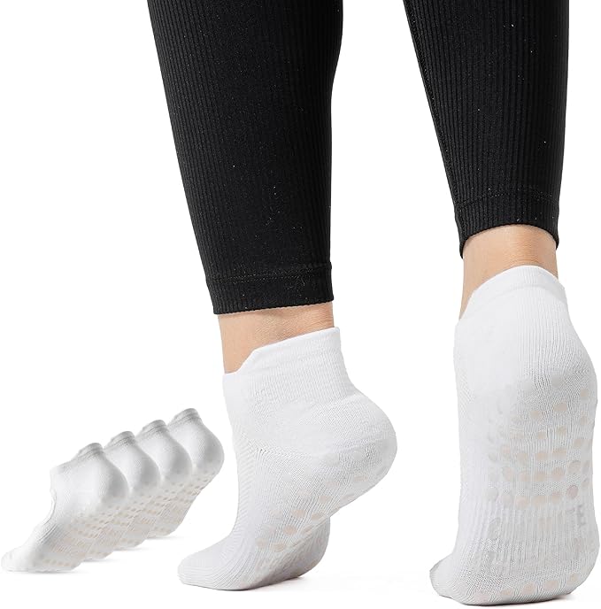 CoolMate Pilates Socks with Grips for Women, Yoga Socks, Crew Non Slip Women for Workout, Barre, Pilates Gifts