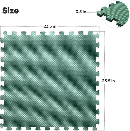 Home Gym Mat, Puzzle Exercise Mat, EVA Interlocking Foam Floor Tiles for Home Workout Equipment and Kids' Play Areas -, 24 in x 24 in x ½ in, Green 36 Tiles