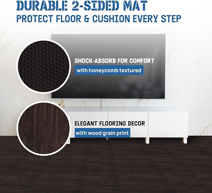 Yes4All 48SQ.FT Wood Grain Puzzle Exercise Mat Protective Flooring, EVA Interlocking Foam Floor Tiles with Border for Home