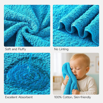 REDKISS Luxury Bath Towel Set of 4, 100% Cotton 900 GSM Premium Bathroom Towels, Ultra Soft, Highly Absorbent & Quick Dry Bath Sheets, No Shedding, Hotel & Home Spa Towel Sets for Adults - Blue