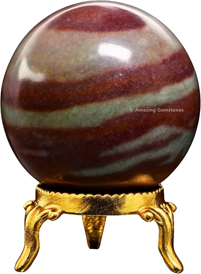 Amazing Gemstone Narmada Shiva Lingam Crystal Ball with Stand - 2" Inches Crystal Sphere Meditation Balls for Witchcraft and Decorative Balls