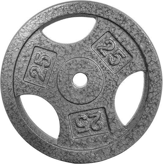 Cast Iron Weight Plates with Triple Grip Handles, 1 inch Standard Weights Plates with Anti-Rust Coating for Home Gym Strength Training, Weightlifting & Muscle Toning