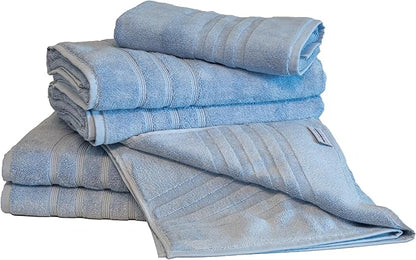Mosobam Luxury Turkish 6pc Mixed Bath Bundle 2 Sizes for Body Towels and 2 for Mats Allure Blue 700 GSM & 1000 GSM Bamboo Viscose & Aegean Turkish Combed Cotton