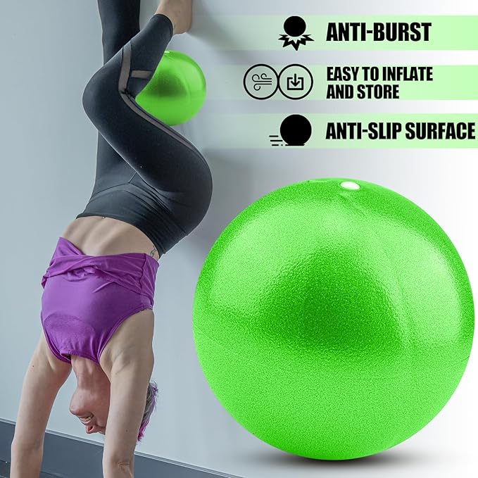 Small Exercise Ball Anti-Burst Non-Slip Stability 9 Inch with Inflatable Straw Mini Pilates Balls Ideal for Yoga Exercise Pilates Physical Therapy Stretching Core Fitness