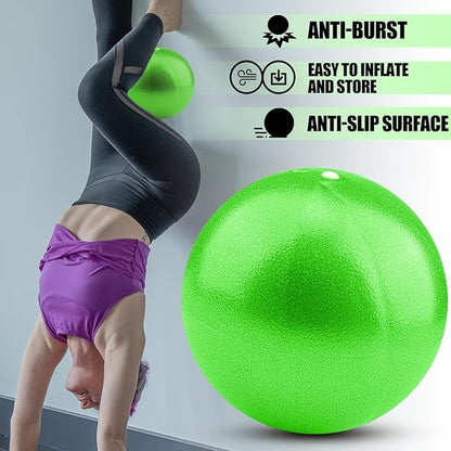 Small Exercise Ball Anti-Burst Non-Slip Stability 9 Inch with Inflatable Straw Mini Pilates Balls Ideal for Yoga Exercise Pilates Physical Therapy Stretching Core Fitness