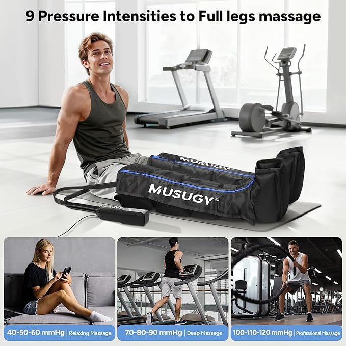 Sequential Air Compression Recovery System : Professional Full Leg Compression Boots for Circulation & Fast Recovery, Leg Recovery Boots for Muscle Relaxation - for Athletes, Runners, Gym