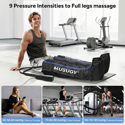Sequential Air Compression Recovery System : Professional Full Leg Compression Boots for Circulation & Fast Recovery, Leg Recovery Boots for Muscle Relaxation - for Athletes, Runners, Gym