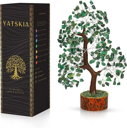 YATSKIA Green Aventurine - Crystal Tree, Gemstone Tree, Chakra Tree of Life, Balancing Tree, Healing Crystal, Crystal and Stone Decor, Fungshui Decorations, Positive Energy Gifts for Women