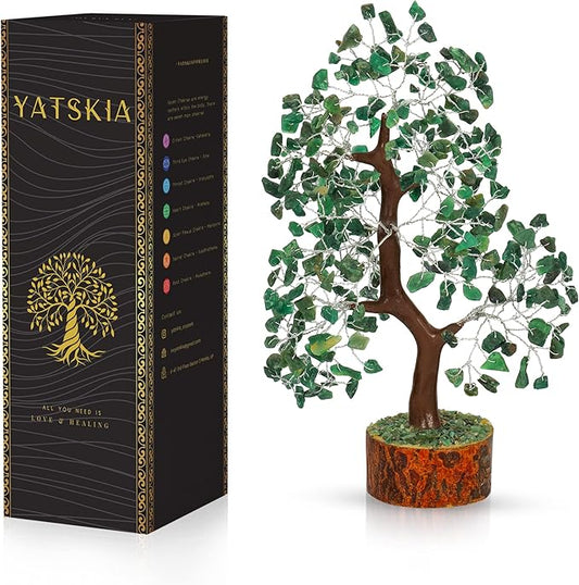 YATSKIA Green Aventurine - Crystal Tree, Gemstone Tree, Chakra Tree of Life, Balancing Tree, Healing Crystal, Crystal and Stone Decor, Fungshui Decorations, Positive Energy Gifts for Women