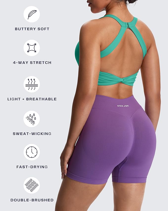 Aoxjox Women's Workout Sports Bras Twist Front Fitness Training Gym Bra Yoga Crop Lola Tank