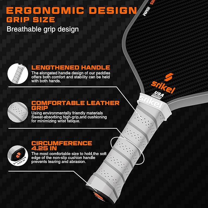 Pickleball Paddles, Raw T700 Carbon Fiber Pickleball Paddle, 16mm Power Polymer Core, Professional Rackets for Great Spin, Control & Precision Shots, USAPA Approved