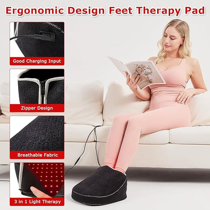 AOBOCO Infrared & Red Light Therapy Slippers - 240PCS LED Foot Pain Relief Deeper Therapy Device for Heel Toe Feet Instep as Present for Men & Women Home Use